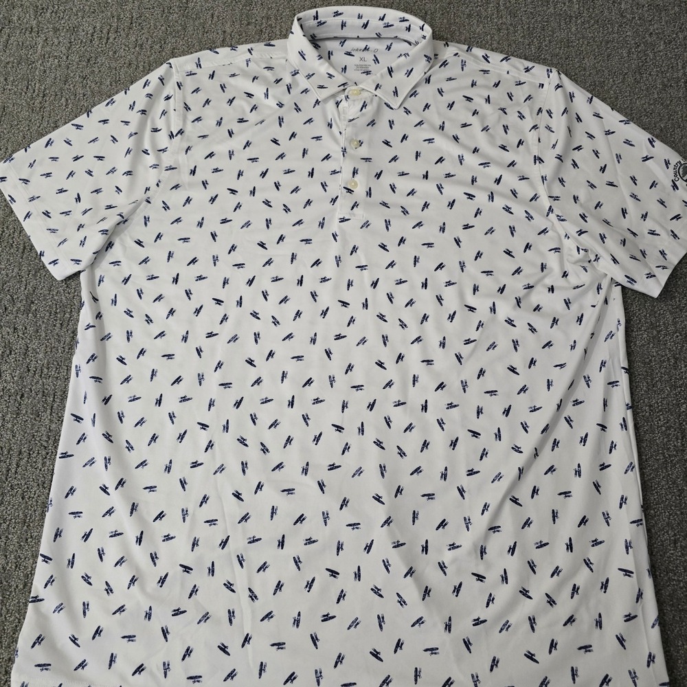 Johnnie-O XL White Surfer Print Golf Polo Country‎ Club of Paducah Stretch Shirt